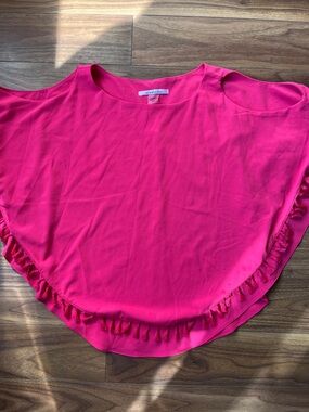 Cold-Shoulder Tassel-Hem Tunic Top in Hot Pink Vibrant Summer Spring Top Women